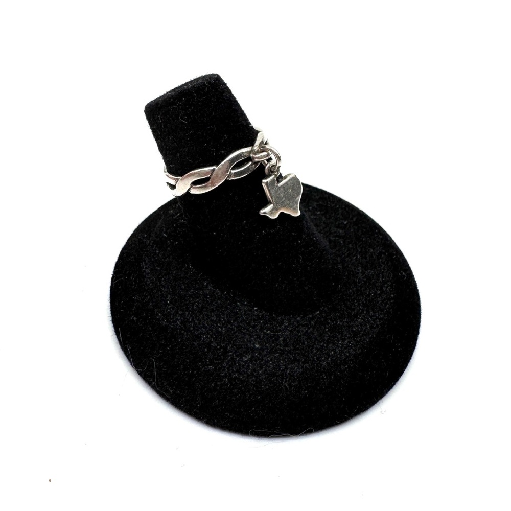 Vintage James Avery Sterling Silver Texas Charm Ring Braided Band Size 4 1/2 - Picture 2 of 8